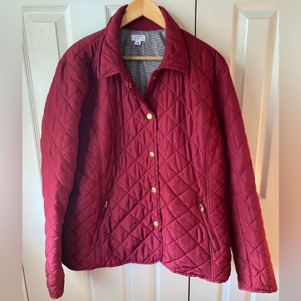crown‎ & ivy Cranberry Red Quilted Lightweight Barn Jacket SZ XXL